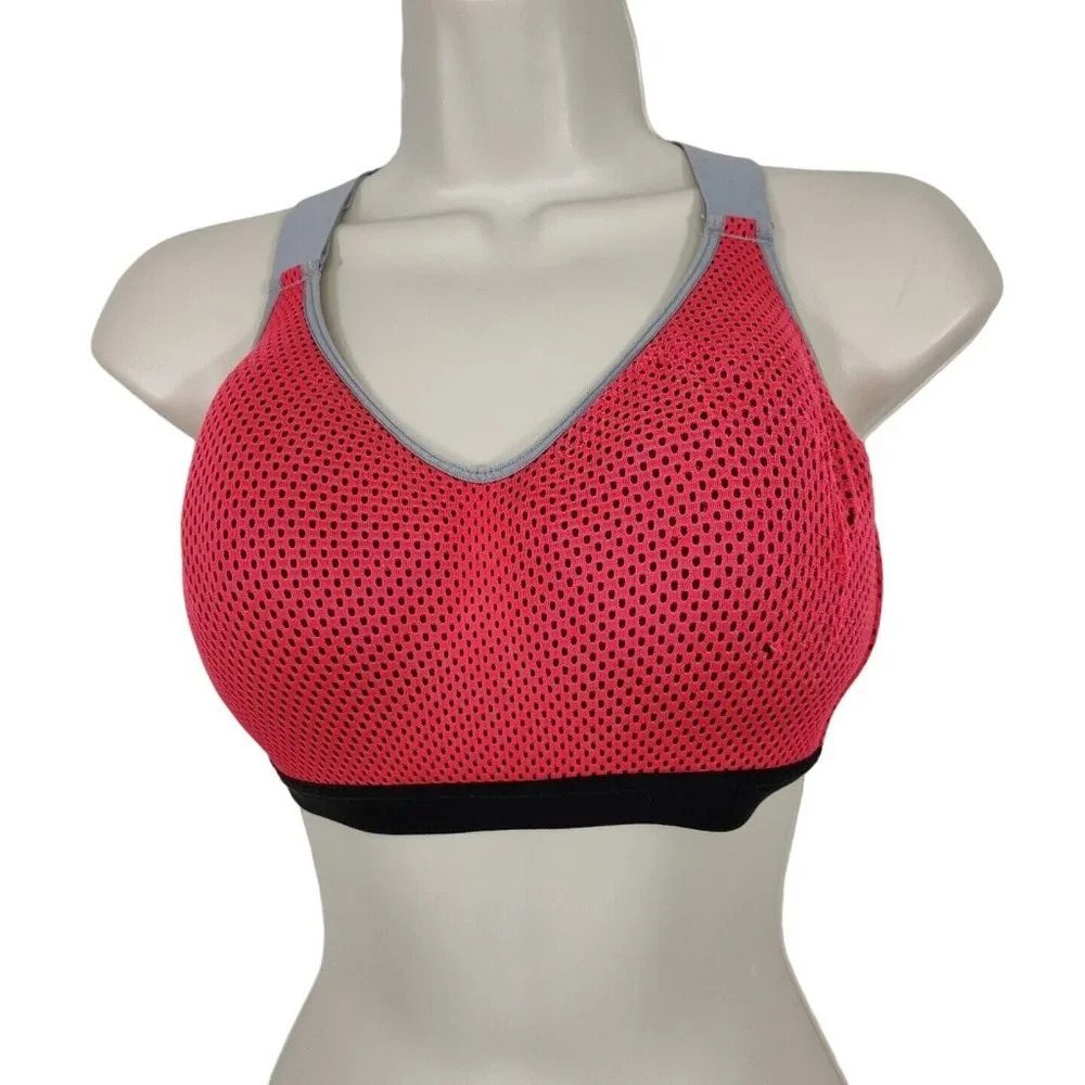 Victorias Secret VSX Sports Bra Racerback Women Size 32DD Red/Orange Underwire